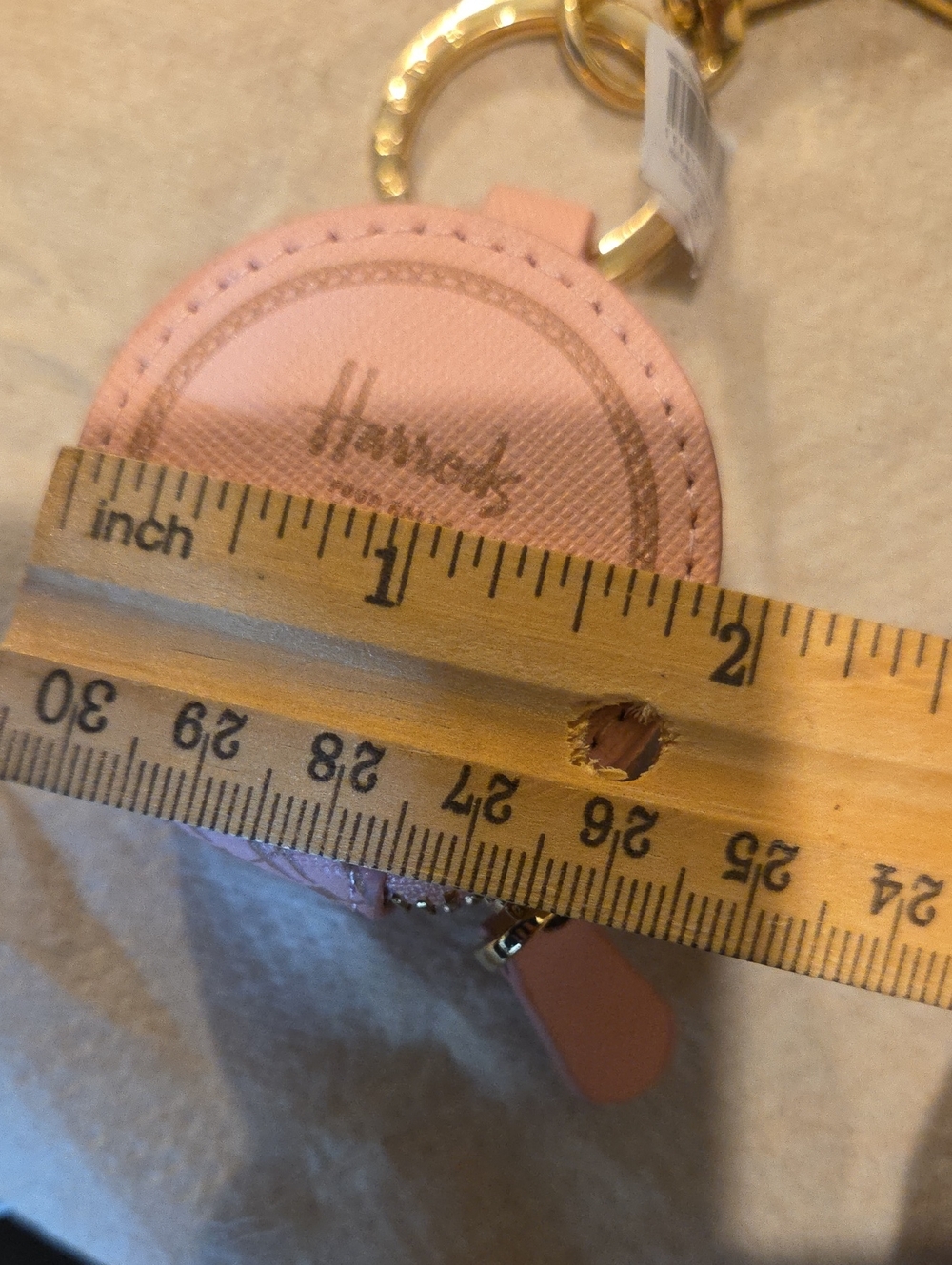 Harrods Blush Pink Leatherette Round Key & Card Holder with Gold Hardware - Picture 8 of 8